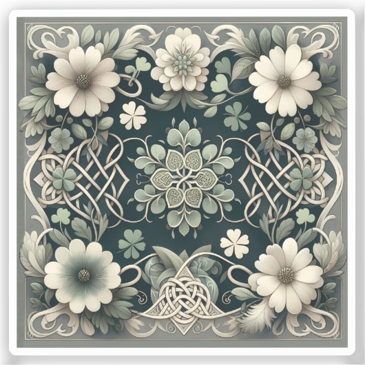 Celtic Clover Floral Charm シール (正面)