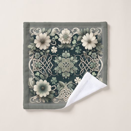 Celtic Clover Floral Charm バスタオルセット (ウォッシュタオル)