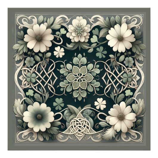 Celtic Clover Floral Charm フォトプリント (正面)