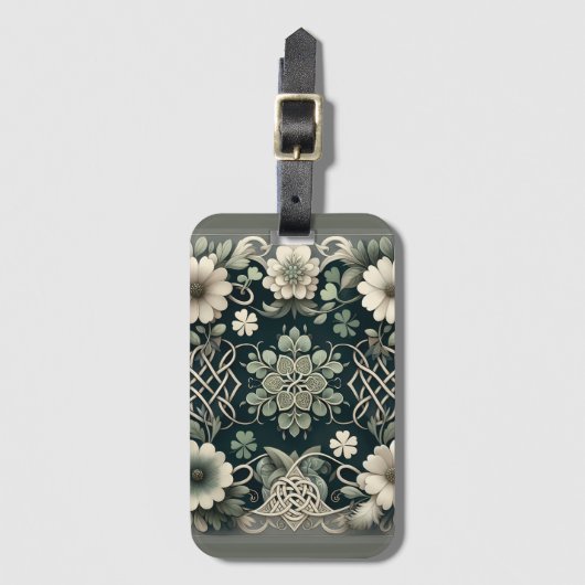 Celtic Clover Floral Charm ラゲッジタグ (正面縦)
