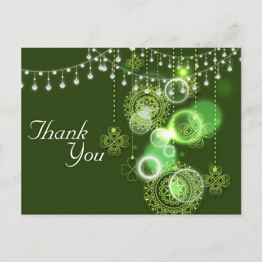 Celtic Clovers緑と白のアイリッシュありがとう ポストカード (正面)