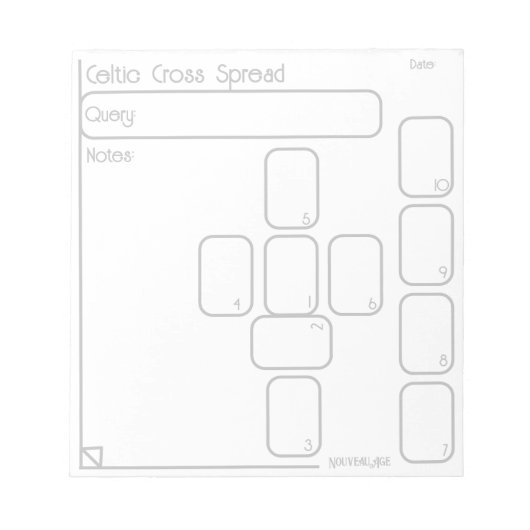 Celtic Crossタロットスプレッド(中、シンプル)メモ帳 ノートパッド (正面)