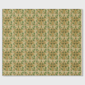 Celtic Cross Green Gold Carved Look Wrapping Paper ラッピングペーパー (フラット)