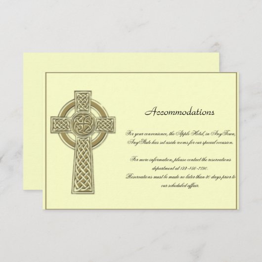 Celtic Cross in金ゴールドMythicアイボリー結婚のインサート エンクロージャーカード (正面/裏面)