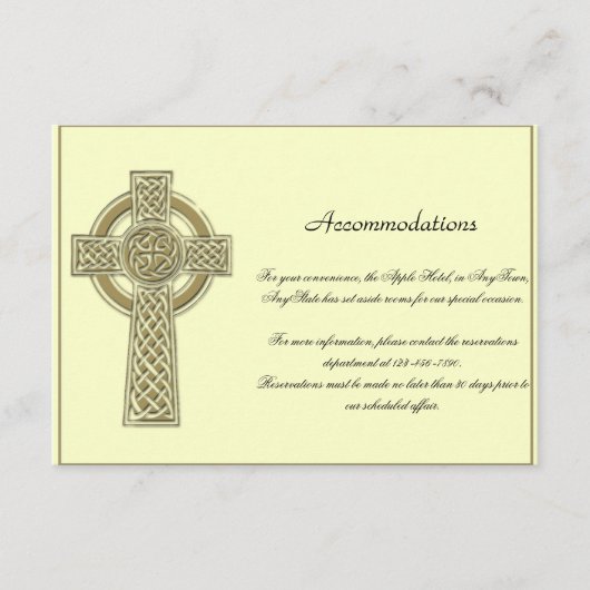 Celtic Cross in金ゴールドMythicアイボリー結婚のインサート エンクロージャーカード (正面)