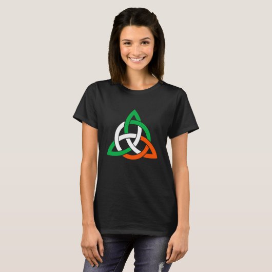Celtic Cross Trinity Knot Triquetra Irish Flag Poc Tシャツ (正面フル)