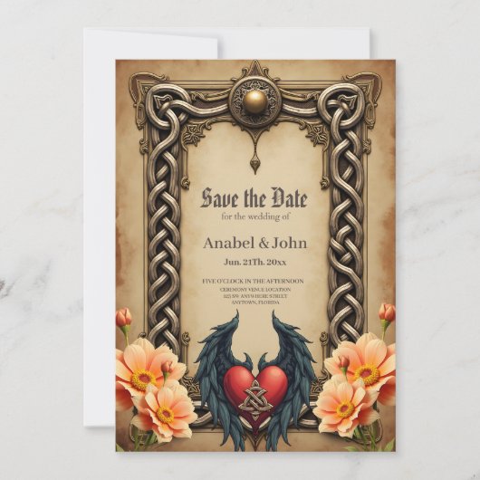 Celtic elegance with a heart and wings.  セーブザデート (正面)