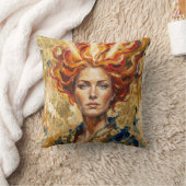 Celtic Fire Goddess Brigid Gold Leaf Fantasy Art クッション (ブランケット)