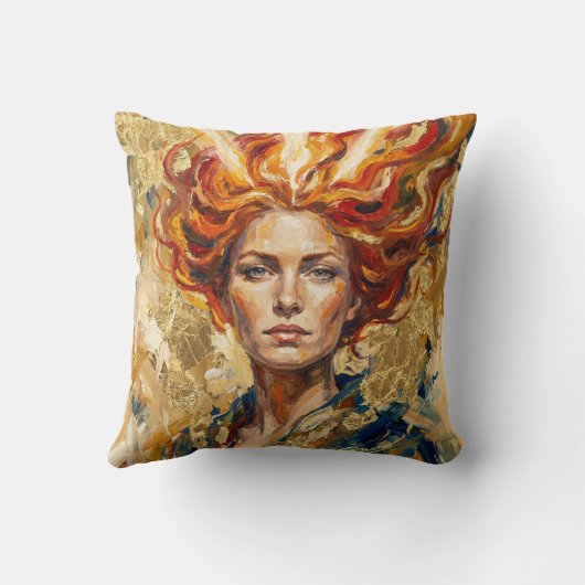 Celtic Fire Goddess Brigid Gold Leaf Fantasy Art クッション (裏面)
