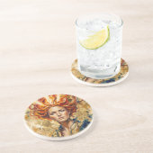 Celtic Fire Goddess Brigid Gold Leaf Fantasy Art コースター (側面)