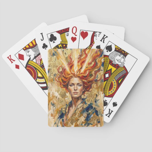Celtic Fire Goddess Brigid Gold Leaf Fantasy Art トランプ (裏面)