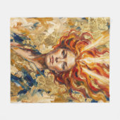 Celtic Fire Goddess Brigid Gold Leaf Fantasy Art フリースブランケット (正面(横))