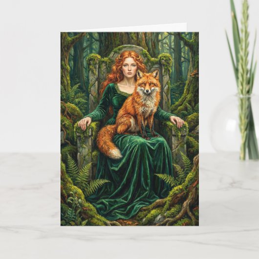 Celtic Forest Queen Red Fox Witch Fantasy Art ( カード (正面)