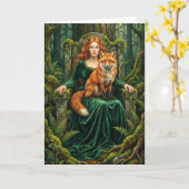 Celtic Forest Queen Red Fox Witch Fantasy Art ( カード (黄色い花)