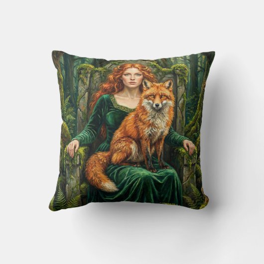 Celtic Forest Queen Red Fox Witch Fantasy Art ( クッション (裏面)