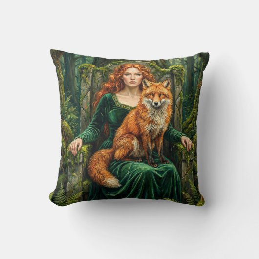 Celtic Forest Queen Red Fox Witch Fantasy Art ( クッション (正面)