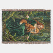 Celtic Forest Queen Red Fox Witch Fantasy Art ( スローブランケット (正面)