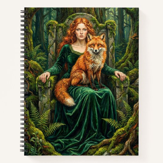 Celtic Forest Queen Red Fox Witch Fantasy Art ( ノートブック (正面)
