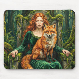 Celtic Forest Queen Red Fox Witch Fantasy Art ( マウスパッド
