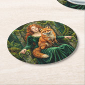 Celtic Forest Queen Red Fox Witch Fantasy Art ( ラウンドペーパーコースター (アングル)