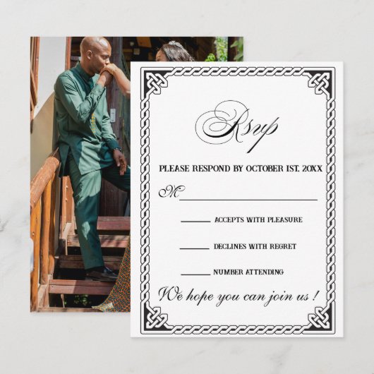 Celtic Frame Wedding RSVP Card (正面/裏面)