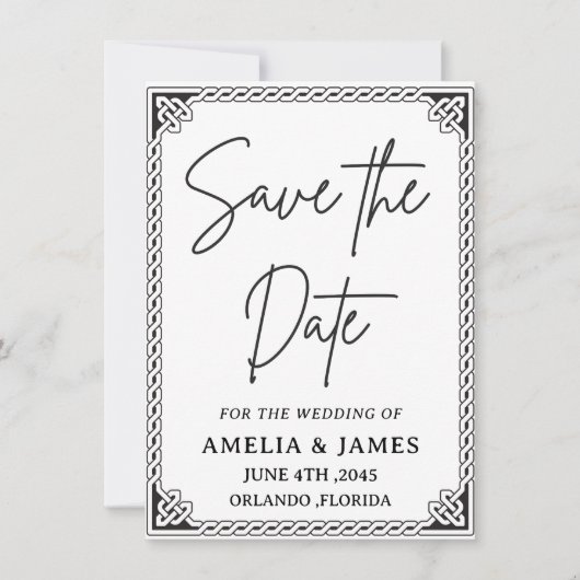 Celtic Frame Wedding Save the Date Card (正面)