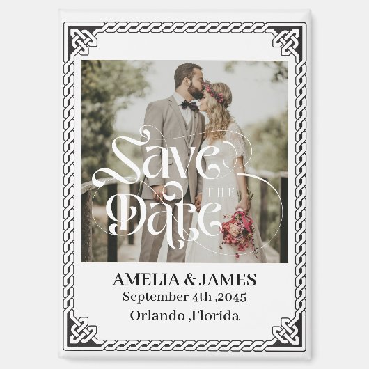 Celtic Frame Wedding Save the Date Magnet マグネット (正面)