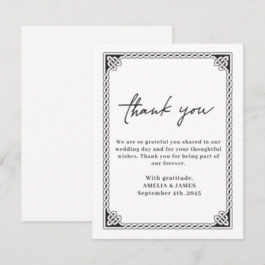 Celtic Frame Wedding Thank You Card サンキューカード (正面/裏面)