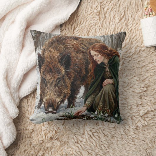 Celtic Goddess & Wild Boar クッション (ブランケット)