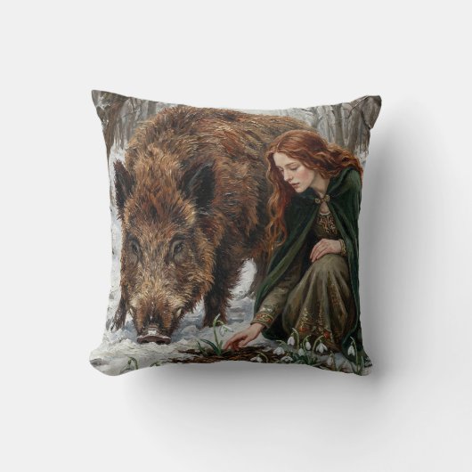 Celtic Goddess & Wild Boar クッション (正面)