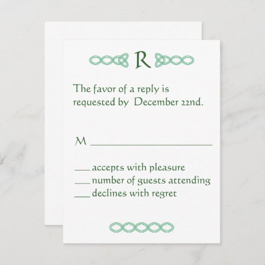 Celtic Green RSVPカード (正面/裏面)