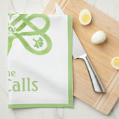 Celtic Green Watercolor Shamrock NAME キッチンタオル (四つ折り)