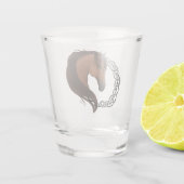 Celtic Horse Yellow Knotwork Circle Mythic Equine ショットグラス (裏面)