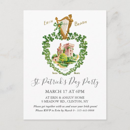 Celtic Irish Blarney Castle St. Patrick's Day シーズンポストカード (正面)