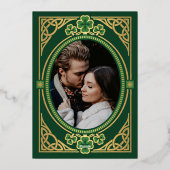 Celtic Knot Claddagh Shamrock Save the Date 箔招待状 (裏面)