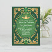 Celtic Knot Claddagh Shamrock Wedding Green  招待状 (スタンド正面)