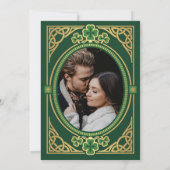 Celtic Knot Claddagh Shamrock Wedding Green Photo 招待状 (裏面)