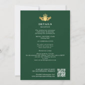Celtic Knot Claddagh Shamrock Wedding Green QR 招待状 (裏面)