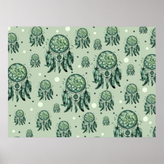 Celtic knot green dreamcatcher ポスター