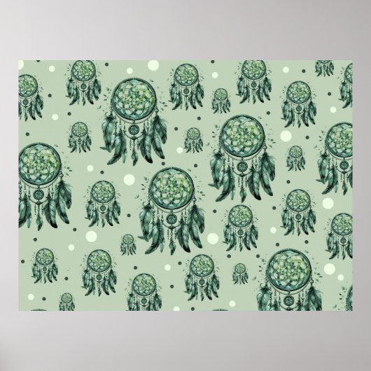 Celtic knot green dreamcatcher ポスター (正面)