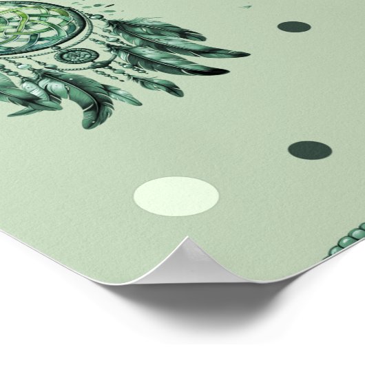 Celtic knot green dreamcatcher ポスター (角)