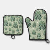 Celtic Knot Green Dreamcatcher 鍋つかみ&鍋敷きセット (正面)