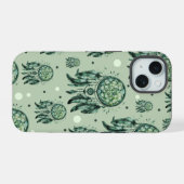 Celtic knot green dreamcatcher iPhone 15ケース (裏面横)