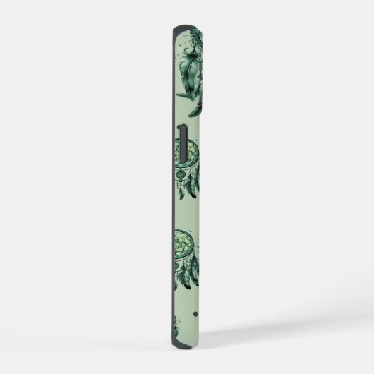 Celtic knot green dreamcatcher iPhone 15ケース (右側面)