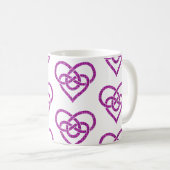 Celtic Knot Heart Shape Plaid Pink Purple コーヒーマグカップ (正面右)