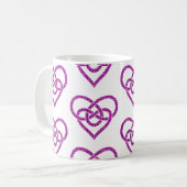 Celtic Knot Heart Shape Plaid Pink Purple コーヒーマグカップ (正面左)