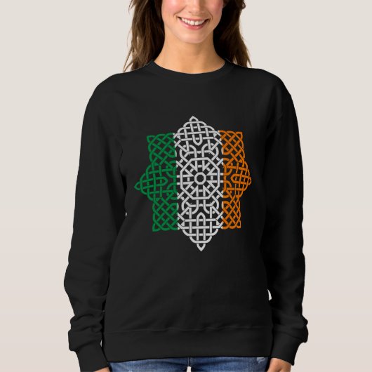 Celtic Knot Ireland Flag St Patricks Day for Men W スウェットシャツ (正面)