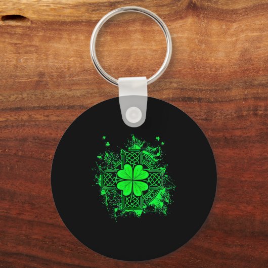 Celtic Knot Irish Shamrock Three Leaf Clover St Pa キーホルダー (正面)