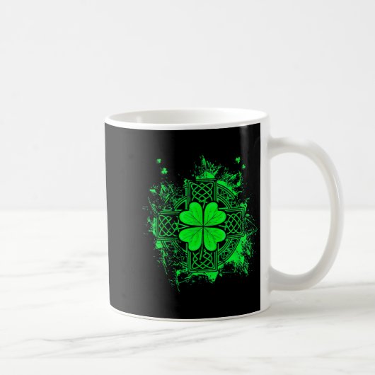 Celtic Knot Irish Shamrock Three Leaf Clover St Pa コーヒーマグカップ (右)