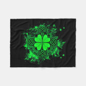 Celtic Knot Irish Shamrock Three Leaf Clover St Pa フリースブランケット (正面(横))